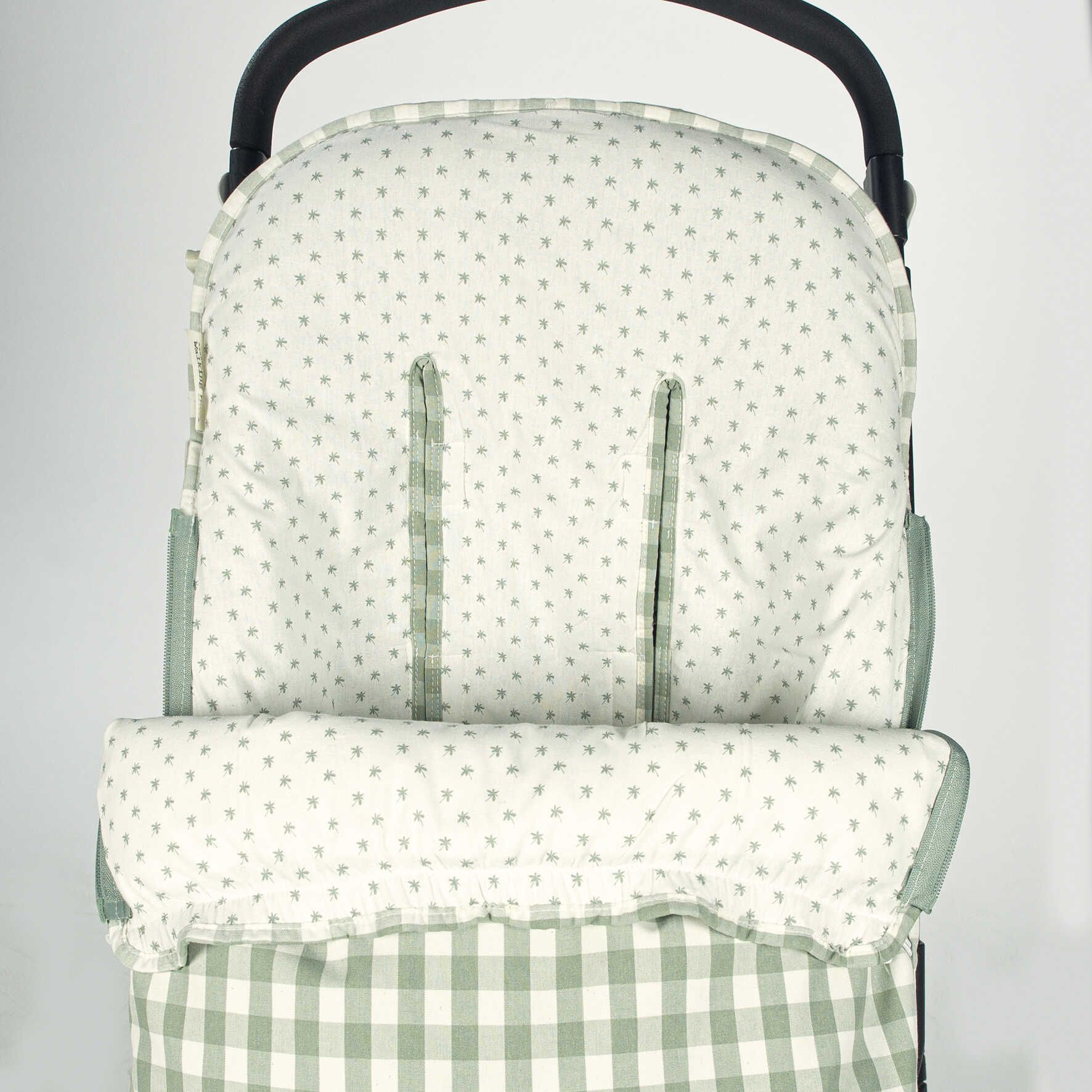 Saco para silla de paseo sacks verde con algodon blanco estrellas verdes -  Mimitos Home